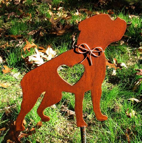 boxer dog metal garden stake|Dog Metal Yard Art Boxer Dog Hand Made Custom .